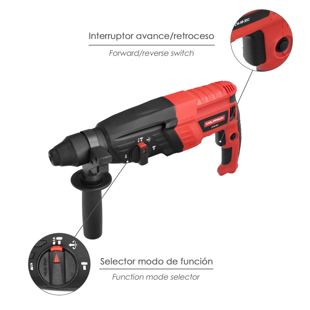 Martillo Perforador SDS PLUS 900 Watt. Con Accesorios y Maletin 4 Martillo Perforador SDS PLUS 900 Watt. Con Accesorios y Maletin
