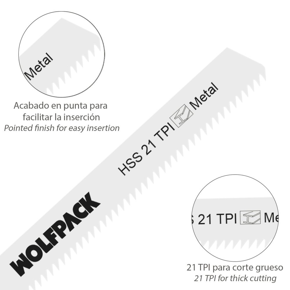 Hoja Sierra Calar Metal Grueso 5 Piezas HSS 21 TPI 3 Hoja Sierra Calar Metal Grueso 5 Piezas HSS 21 TPI