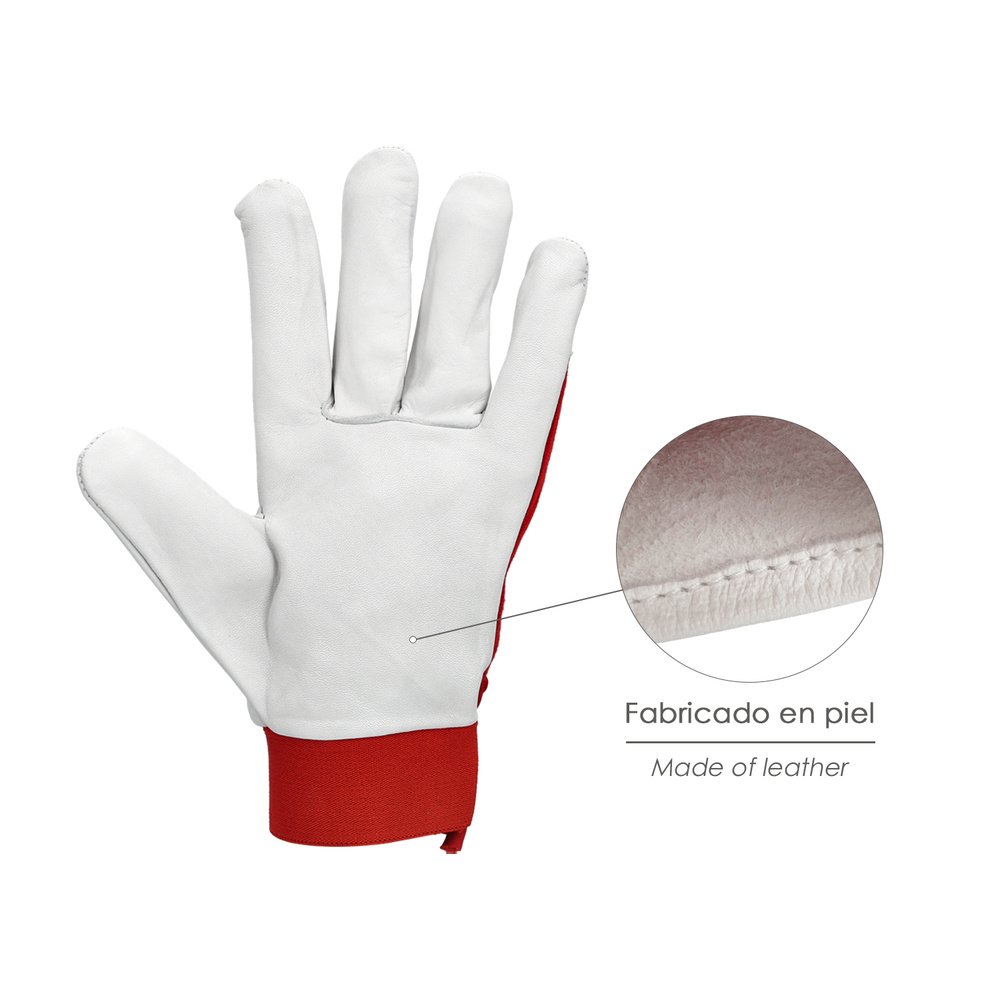 Guantes Piel / Lona Con Velcro. Con Colgador