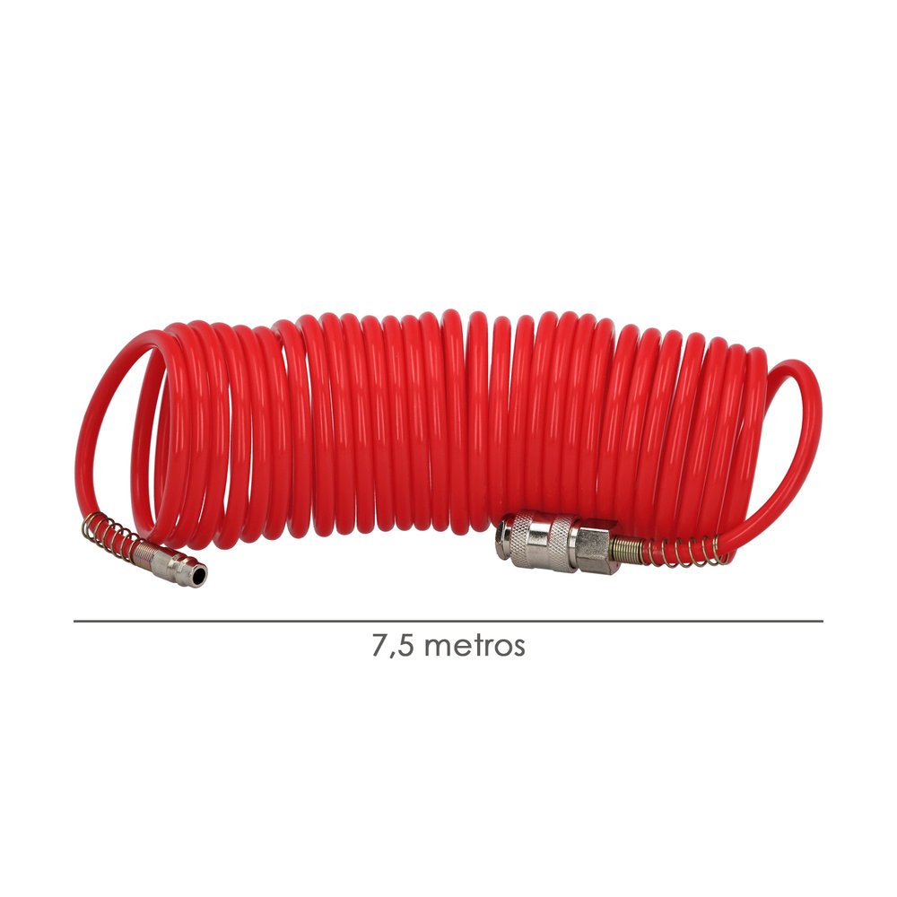 Manguera Espiral Aire Comprimido 7,5 metros Adaptador Rápido 2 Manguera Espiral Aire Comprimido 7,5 metros Adaptador Rápido