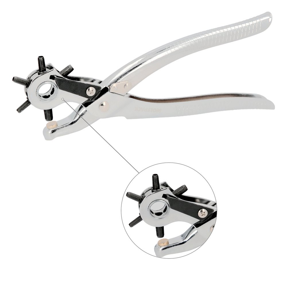 Sacabocados Estrella Profesional 225 mm. Agujeros de Ø 2,5 a 5 mm. Alicates Agujeros, Perforador Cuero, Alicates Cinturones,