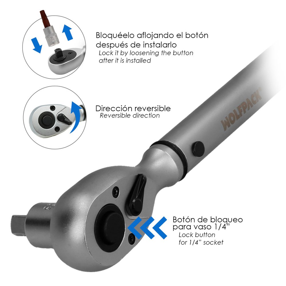 Llave Dinamometrica 1/4" Con 9 Puntas Hexagonales y 5 Vasos. Llave De Torque Camiones, Coches, Motos, Micro Ajustes, Acero CRV 4 Llave Dinamometrica 1/4" Con 9 Puntas Hexagonales y 5 Vasos. Llave De Torque Camiones, Coches, Motos, Micro Ajustes, Acero CRV