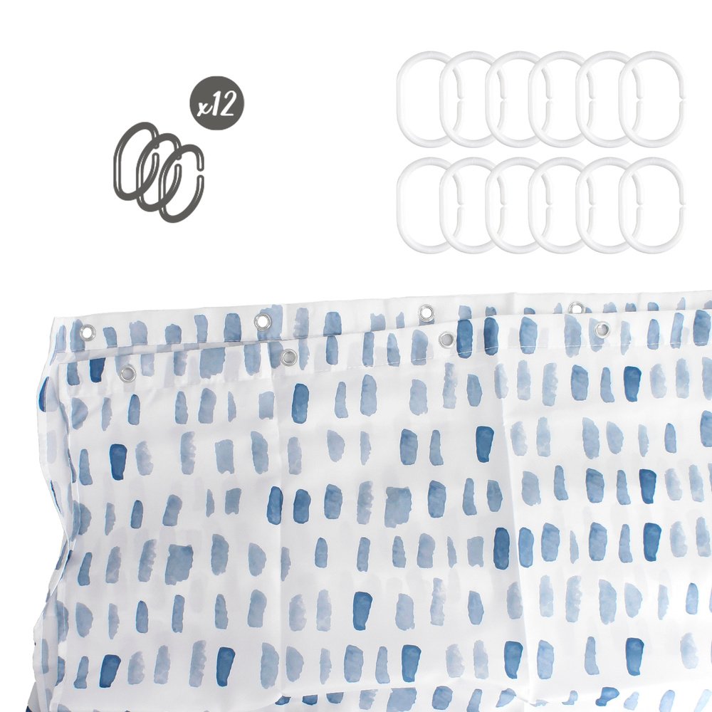 Cortina Ducha Matrix Azul 180x200 cm. Impermeable 6 Cortina Ducha Matrix Azul 180x200 cm. Impermeable