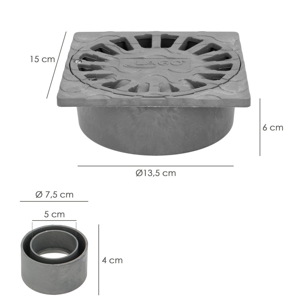Sumidero Sifónico Pvc 15x15 cm. Salida De Ø 75 / 50 mm. desagüe, Desaguadero, Tragadero, Alcantarilla, 2 Sumidero Sifónico Pvc 15x15 cm. Salida De Ø 75 / 50 mm. desagüe, Desaguadero, Tragadero, Alcantarilla,