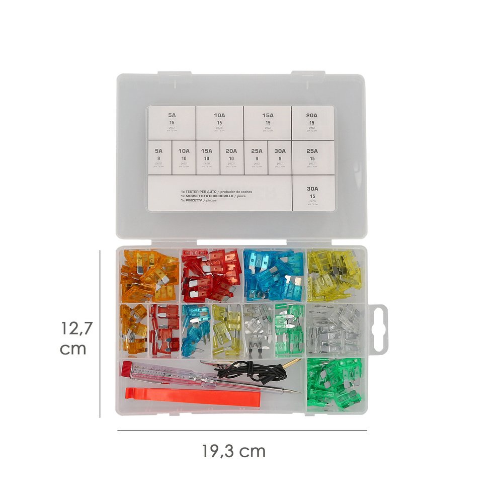 Kit de Fusibles de Coche, 150 Pcs, Extractor de Fusibles para Coche, Caravanas, Furgoneta, Moto, Barcos (5A 10A 15A 20A 25A 30A)