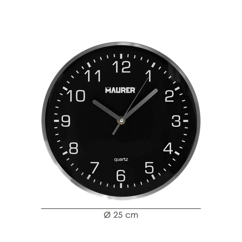 Reloj De Pared Ø 25 Cm Negro