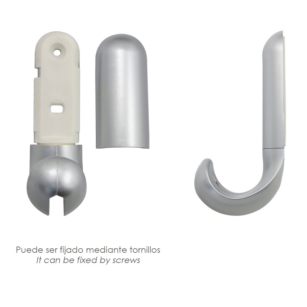 Colgador Adhesivo / Atornillable Plateado Mate 3 Colgador Adhesivo / Atornillable Plateado Mate