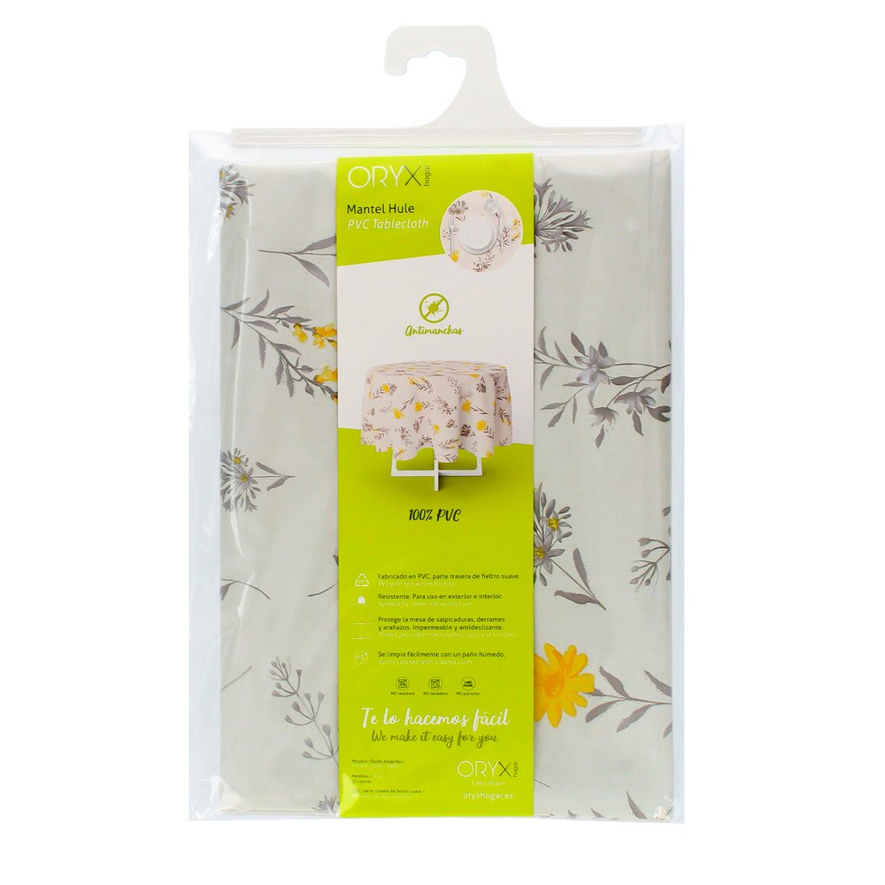 Mantel Hule Redondo Flores Amarillas Impermeable Antimanchas PVC Ø140 cm. Uso Interior y Exterior 4 Mantel Hule Redondo Flores Amarillas Impermeable Antimanchas PVC Ø140 cm. Uso Interior y Exterior