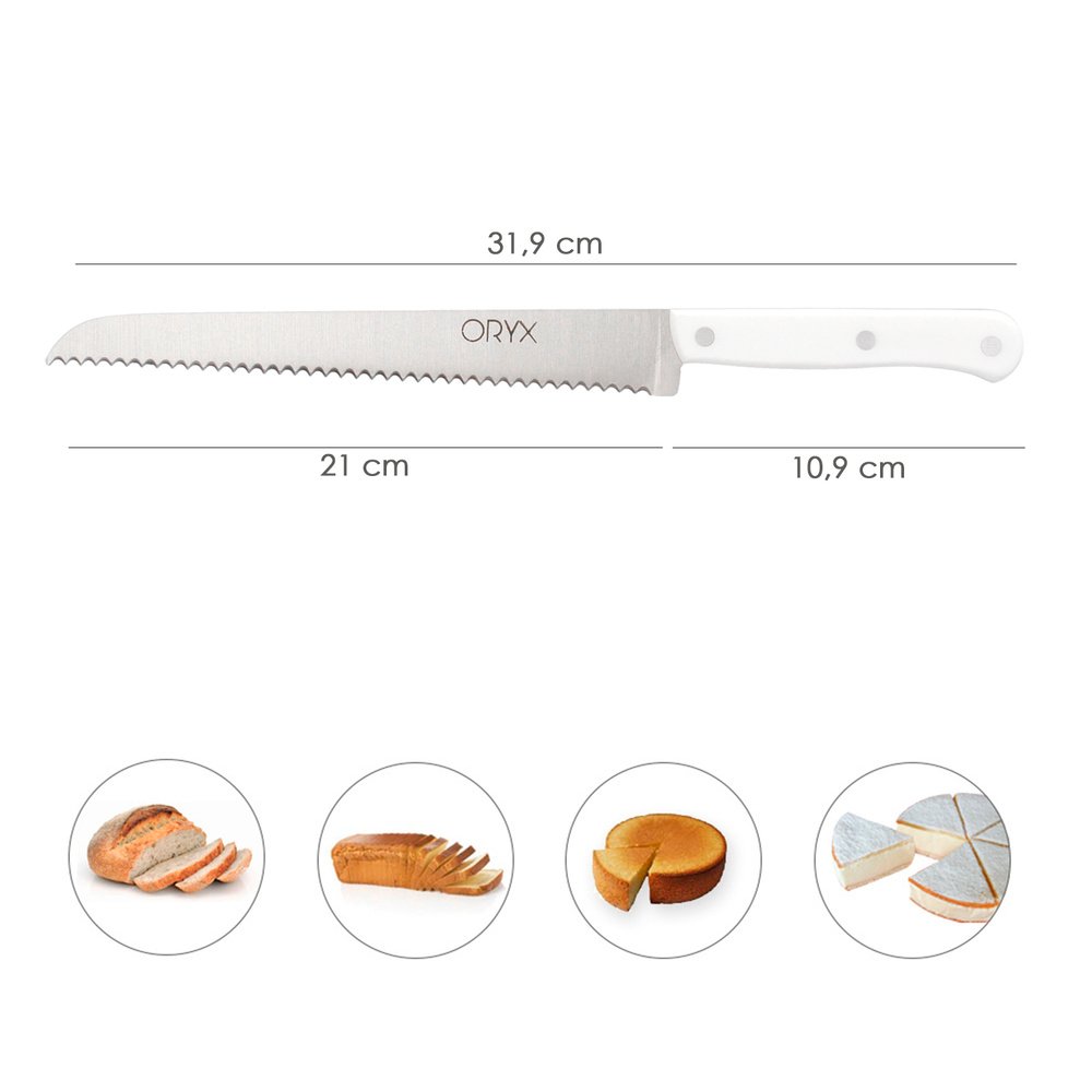 Cuchillo Husky Panero 21 cm. Hoja Acero Inoxidable, Cuchillo Pan , Cuchillo Cortar Pan Mango Ergonomico Blanco 2 Cuchillo Husky Panero 21 cm. Hoja Acero Inoxidable, Cuchillo Pan , Cuchillo Cortar Pan Mango Ergonomico Blanco