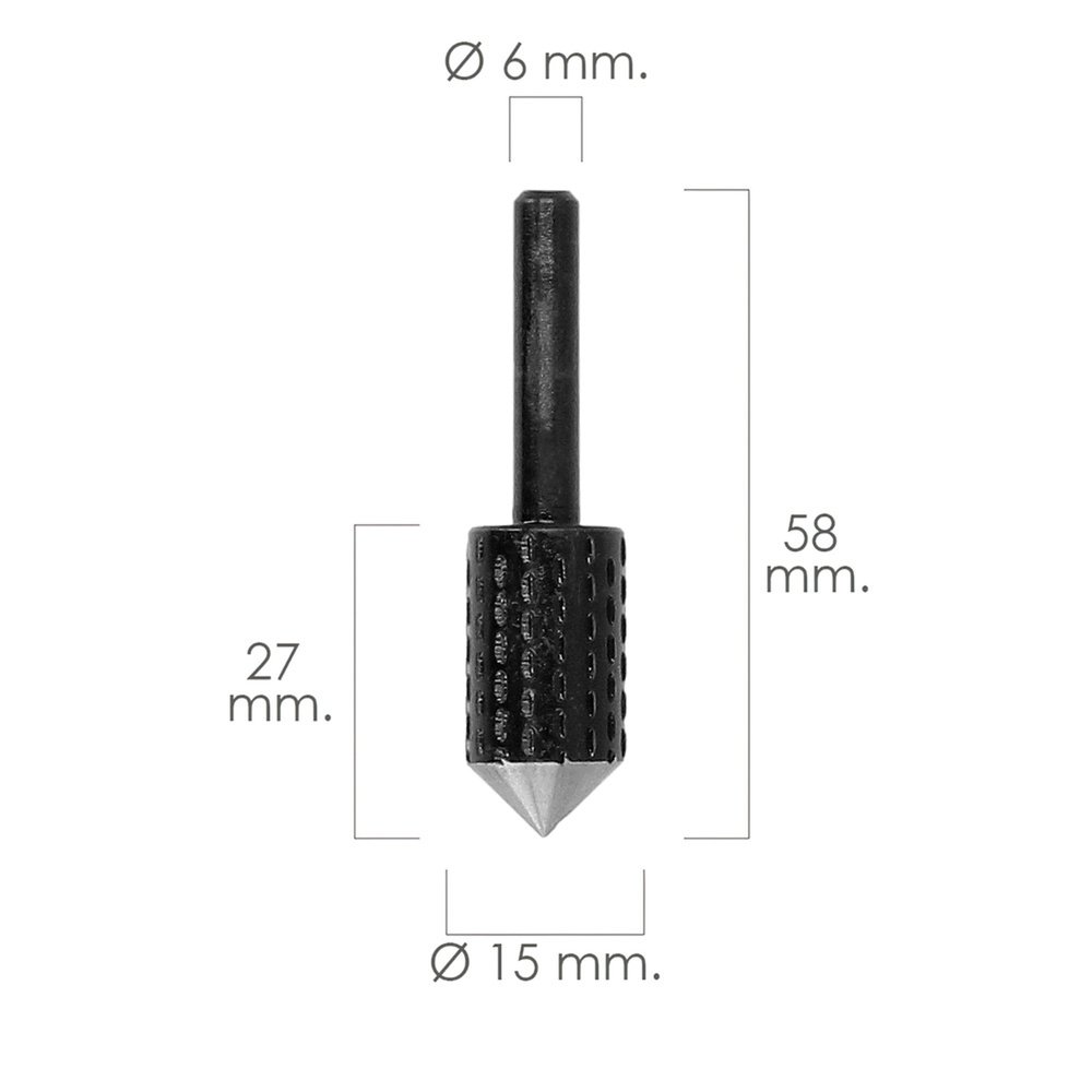 Fresa Rotativa Madera Para Vaciado Ø 15 mm. Para Taladro / Fresadora