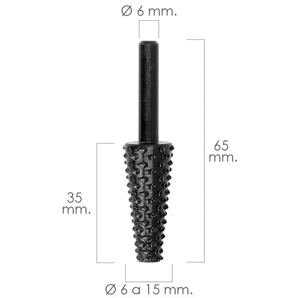 Fresa Rotativa Para Madera Conica Ø 6 a 15 mm. Para Taladro / Fresadora