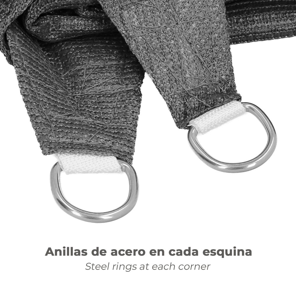 Toldo Vela Sombra Jardin Triangular 3,6x3,6x3,6 metros Gris
