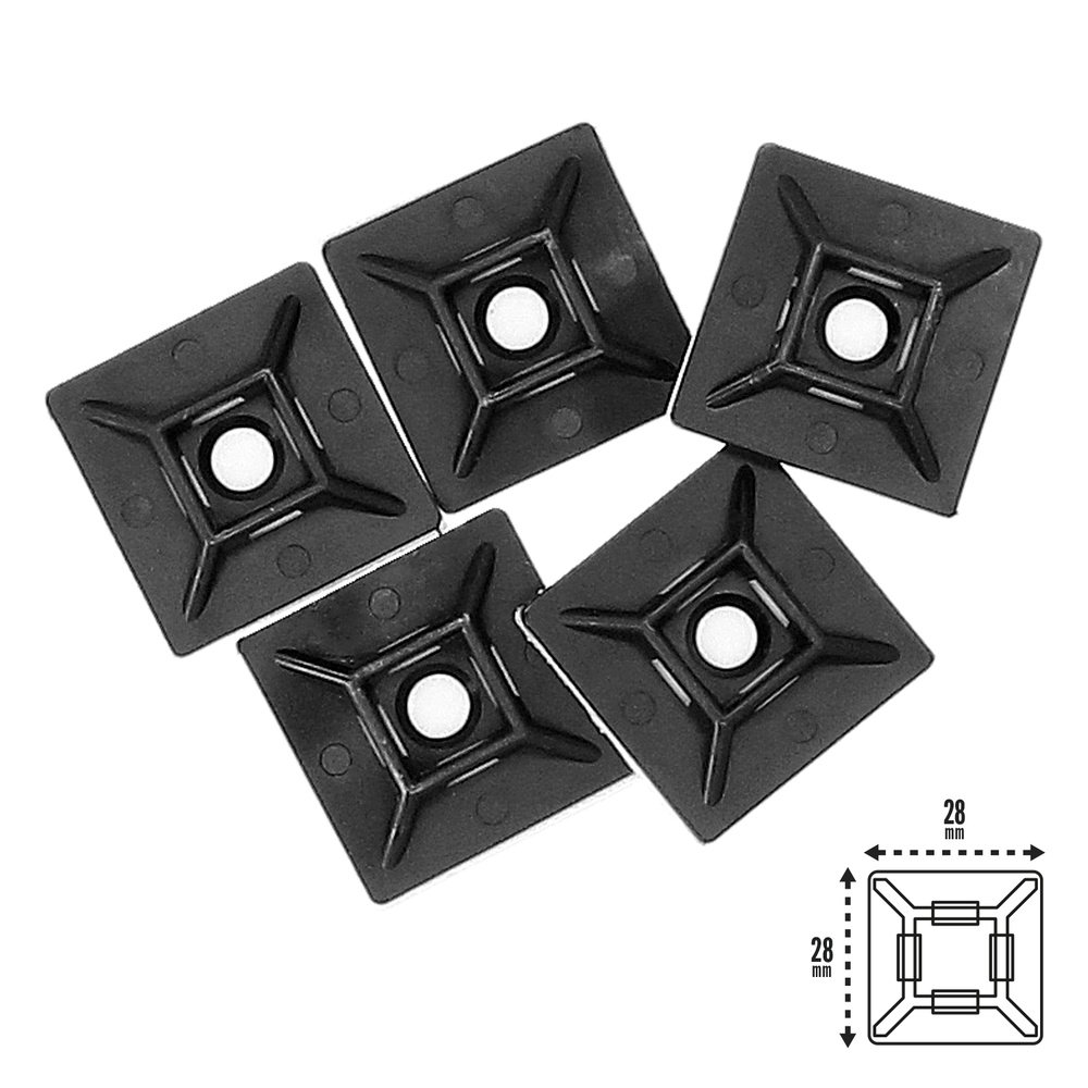 Base Adhesiva Para Bridas 28x28 mm. Negra Bolsa 100 Unidades