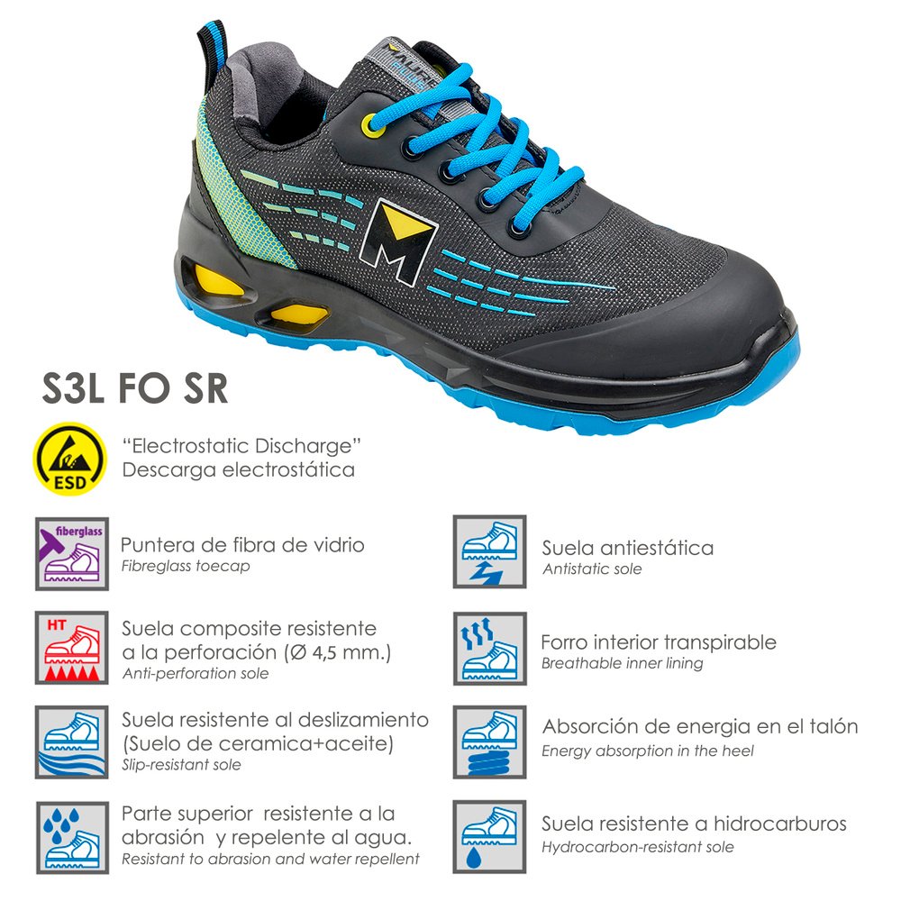 Deportiva Seg. Maurer S3L Modelo Lapis Antideslizante con suela y puntera antiperforación Resistente a los Hidrocarburos Nº 2 Deportiva Seg. Maurer S3L Modelo Lapis Antideslizante con suela y puntera antiperforación Resistente a los Hidrocarburos Nº