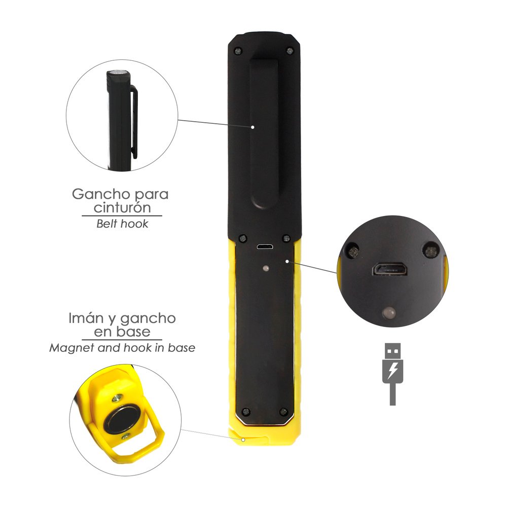 Linterna LED Multifunción Tipo Boligrafo Recargable (900 mAh) 200 Lumenes Con Iman, Gancho y Soporte Ajustable. 4 Linterna LED Multifunción Tipo Boligrafo Recargable (900 mAh) 200 Lumenes Con Iman, Gancho y Soporte Ajustable.