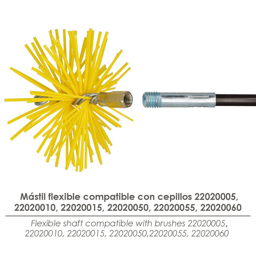 Mastil Flexible Deshollinador Rosca M12 Longitud de 1,4 metros.