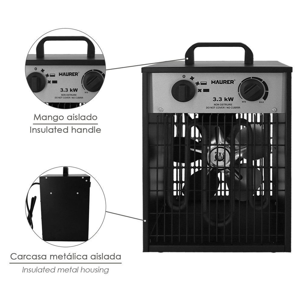 Calefactor Industrial 1650 / 3300 Watt. Cañon Aire Caliente. 4 Calefactor Industrial 1650 / 3300 Watt. Cañon Aire Caliente.