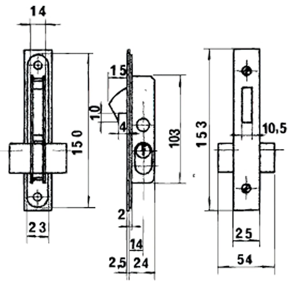 Cerradura Lince 5555 Aluminio 14 mm. 2 Cerradura Lince 5555 Aluminio 14 mm.