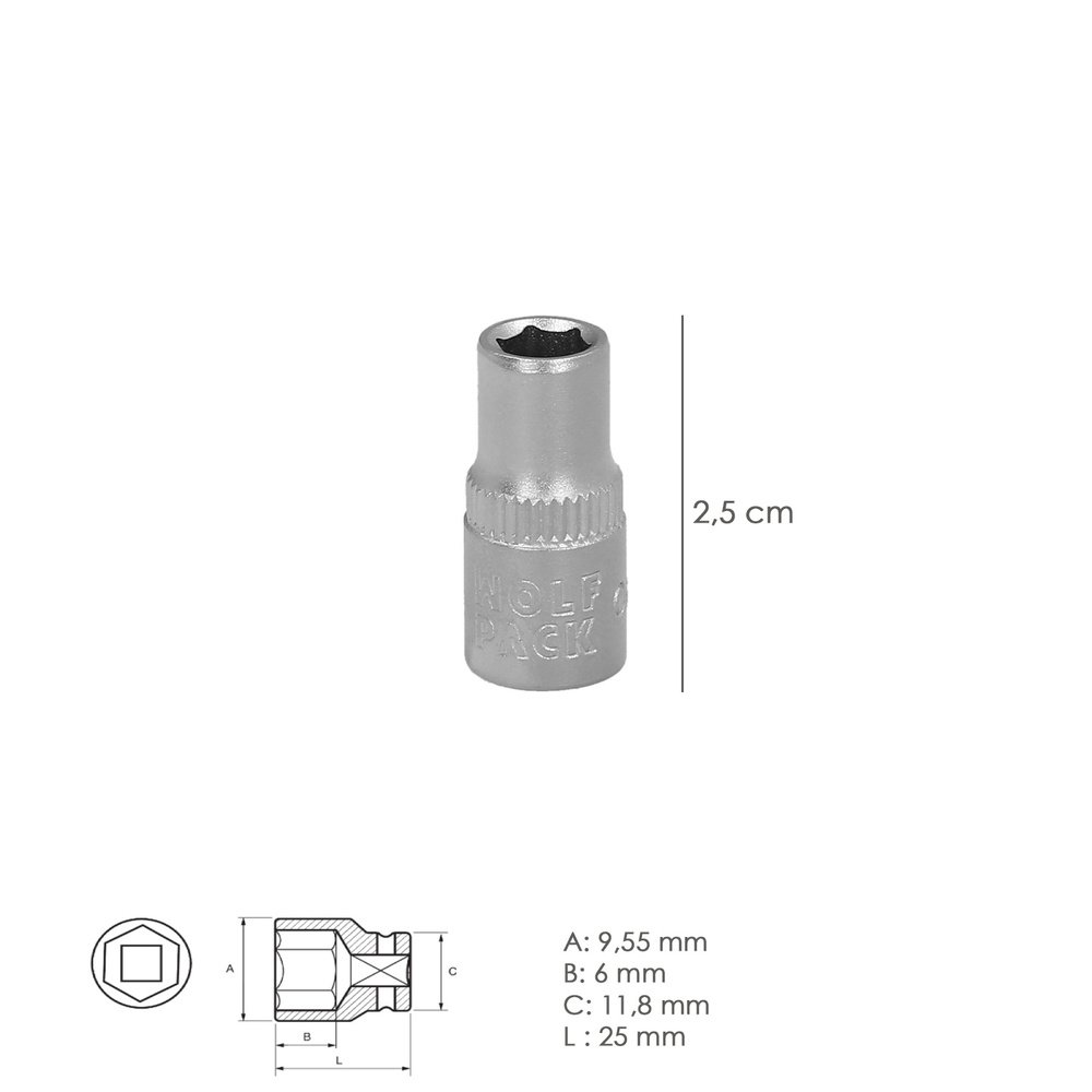 Llave Vaso 1/4" Hexagonal