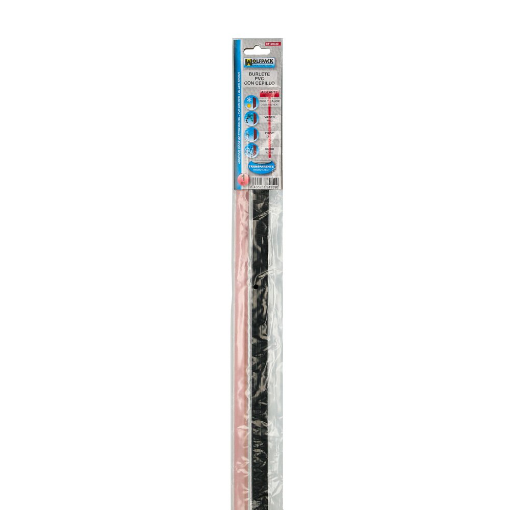 Burlete Puerta Pvc Transparente Con Cepillo 1 Metro