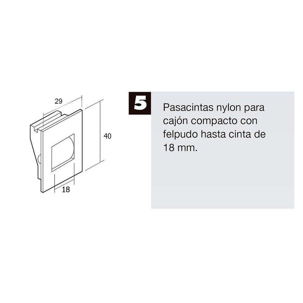 Pasacintas Persiana Compacto Rodillos Nylon Cinta hasta 18 mm. 3 Pasacintas Persiana Compacto Rodillos Nylon Cinta hasta 18 mm.