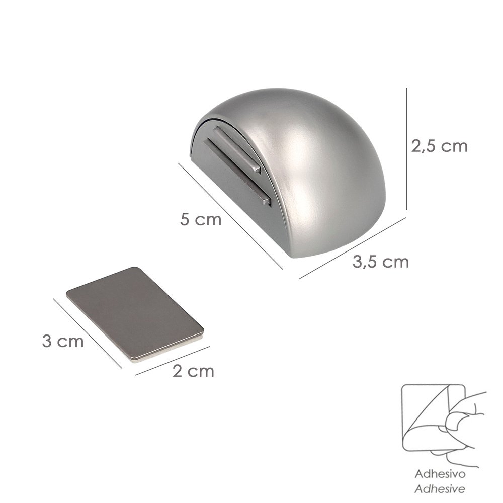 Tope Puerta Adhesivo con Imán Retenedor Cromo Mate 2 Tope Puerta Adhesivo con Imán Retenedor Cromo Mate