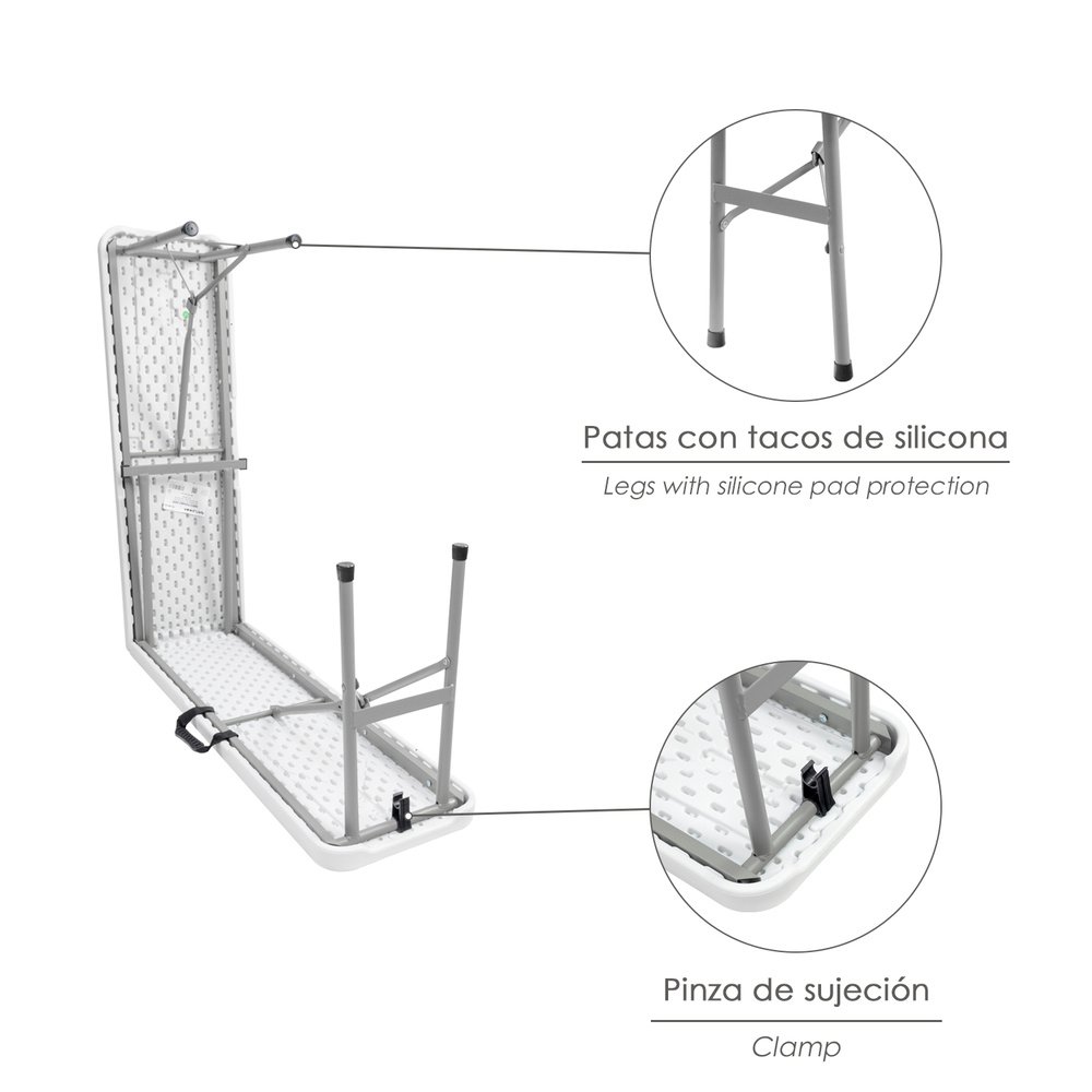 Banco Plegable Multifuncional, Portatil, Resistente,Multiusos 183x28x44 cm. Color Blanco