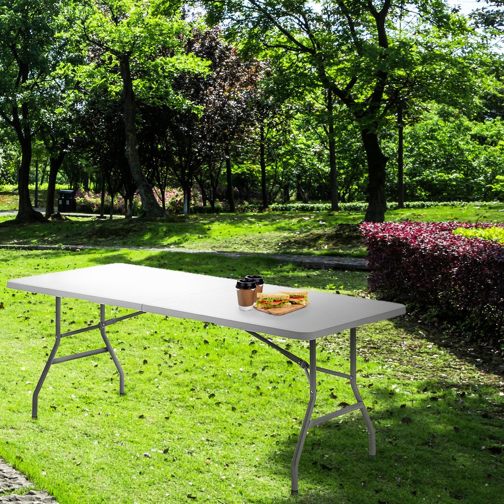 Mesa Plegable Rectangular HDPE 244x76x74 cm. Color Blanco