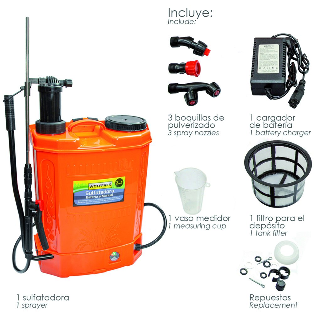 Sulfatadora Electrica A Bateria Doble Uso Bateria o Manual, Con Bateria Recargable 12 V / 8 Amperios 2 Sulfatadora Electrica A Bateria Doble Uso Bateria o Manual, Con Bateria Recargable 12 V / 8 Amperios