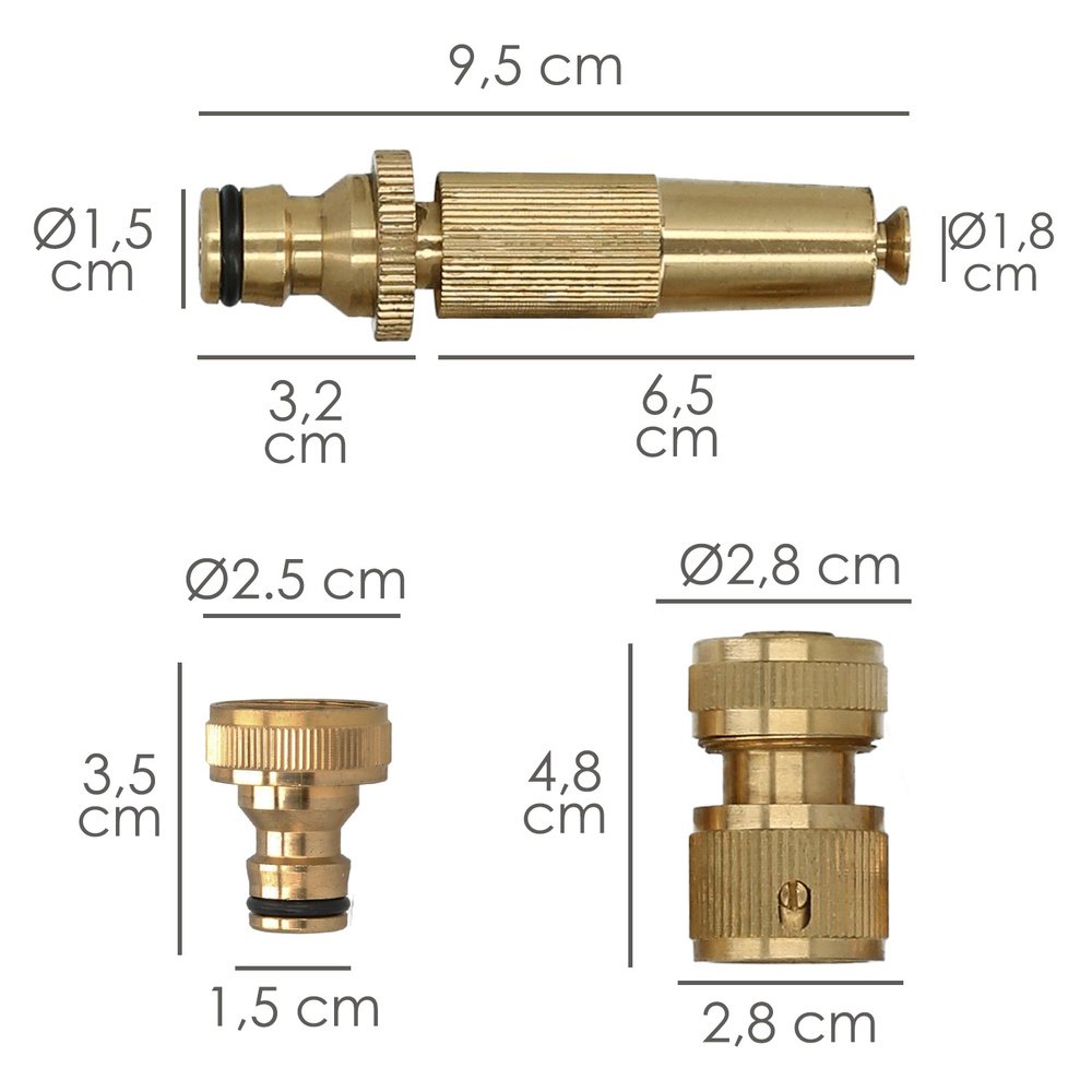 Set Riego 4 piezas Para Mangueras 1/2" Fabricado en laton.