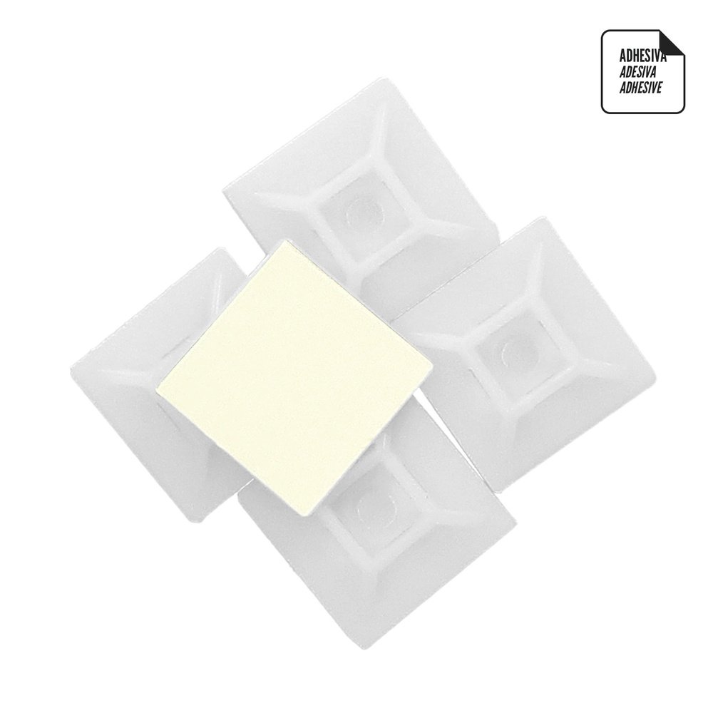 Base Adhesiva Para Bridas 19x19 mm. Blanca Bolsa 100 Unidades 3 Base Adhesiva Para Bridas 19x19 mm. Blanca Bolsa 100 Unidades
