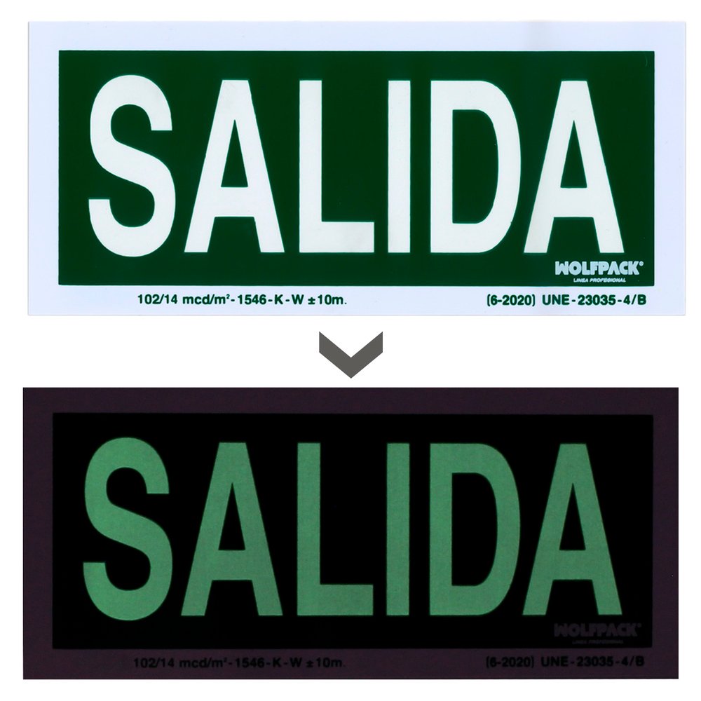 Cartel / Señal Fluorescente Salida 22x 10 (Alt.) cm. 2 Cartel / Señal Fluorescente Salida 22x 10 (Alt.) cm.