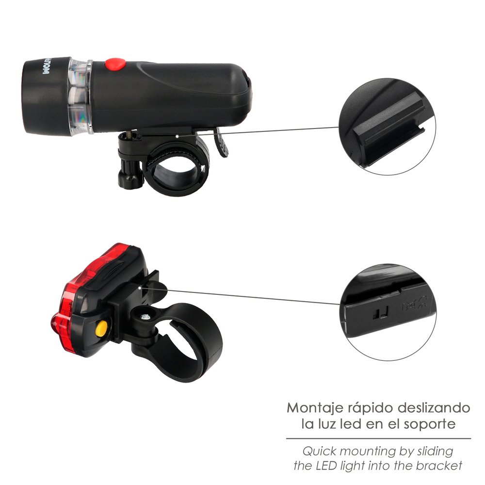 Kit Luces Led Delantera y Trasera Para Bicicleta / Patinete. Funcionamiento a Pilas. 4 Kit Luces Led Delantera y Trasera Para Bicicleta / Patinete. Funcionamiento a Pilas.