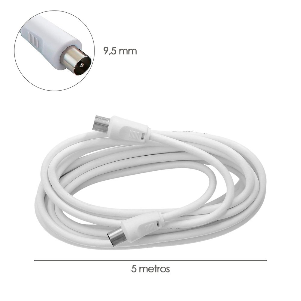 Prolongacion Tv - Video. 5 metros Toma 9,5 mm. Con Adaptador Macho Hembra 2 Prolongacion Tv - Video. 5 metros Toma 9,5 mm. Con Adaptador Macho Hembra