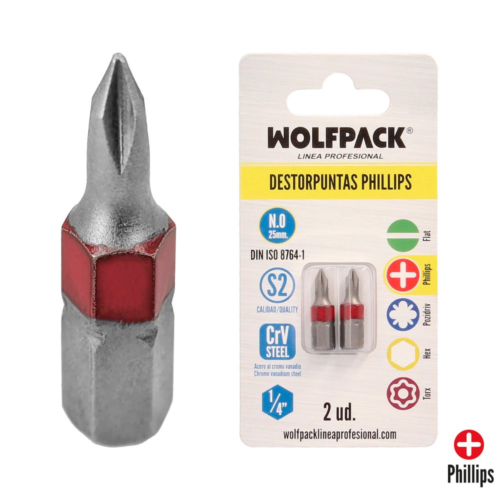 Puntas Largas Destornillador Phillips Nº 0 (2 Piezas). Acero S2 al Cromo Vanadio. Puntas Hexagonales, Destorpuntas, 2 Puntas Largas Destornillador Phillips Nº 0 (2 Piezas). Acero S2 al Cromo Vanadio. Puntas Hexagonales, Destorpuntas,