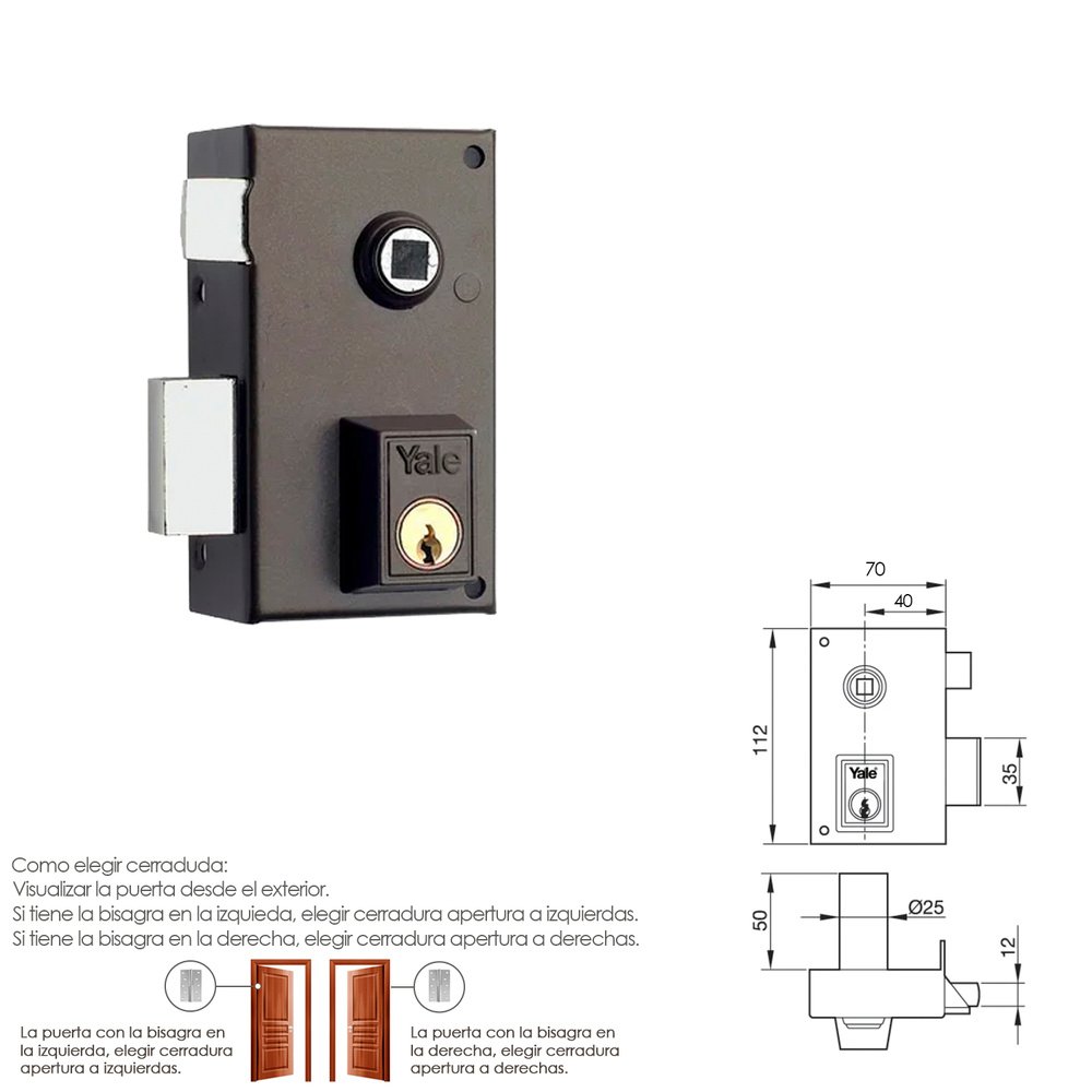 Cerradura Yale 56-b/hp/70/ Izquierda 2 Cerradura Yale 56-b/hp/70/ Izquierda