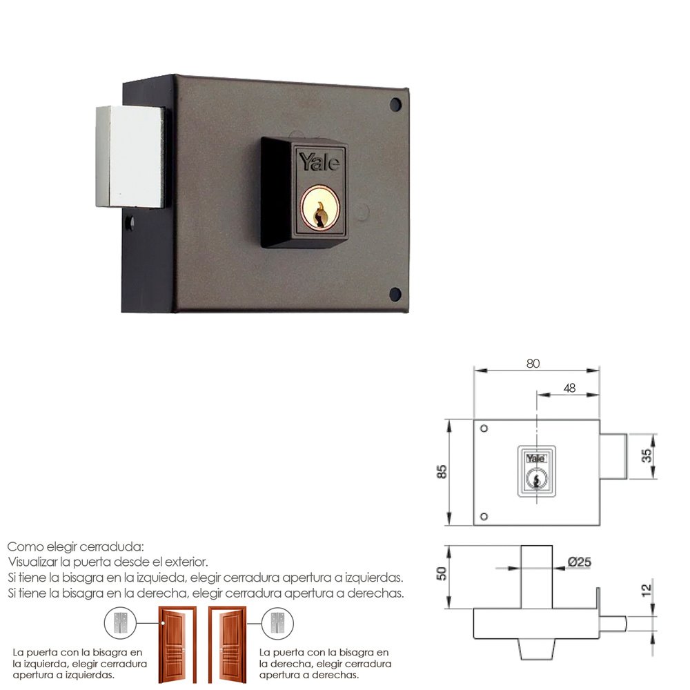 Cerradura Yale  124-a/hpr/ 8/ Izquierda