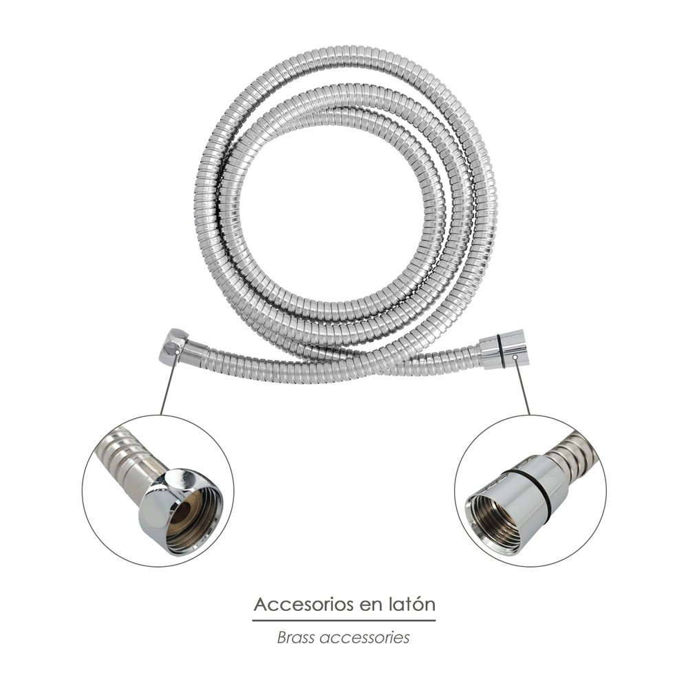 Flexo / Manguera Ducha Extensible Acero Inoxidable 1,7 a 2 Metros Accesorios de Latón. Flexible, Resistente a Torceduras, 3 Flexo / Manguera Ducha Extensible Acero Inoxidable 1,7 a 2 Metros Accesorios de Latón. Flexible, Resistente a Torceduras,