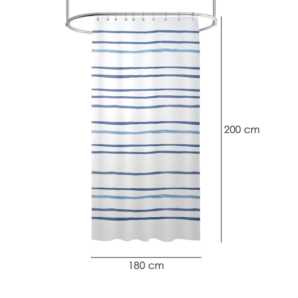 Cortina Ducha Rayas Azules 180x200 cm. Impermeable 2 Cortina Ducha Rayas Azules 180x200 cm. Impermeable