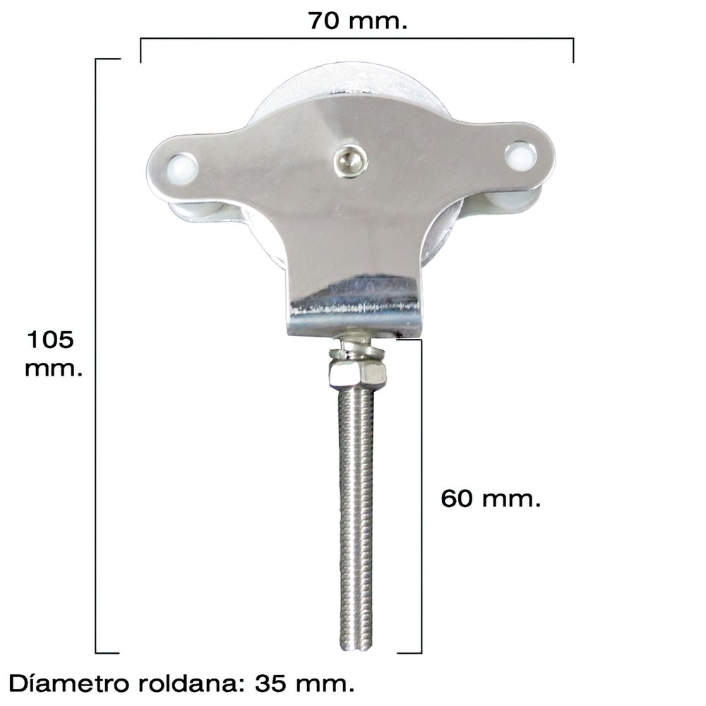 Polea Tendedero Wolfpack Inoxidable 60 mm. / Roldana Metálica Con Tornilo 2 Polea Tendedero Wolfpack Inoxidable 60 mm. / Roldana Metálica Con Tornilo