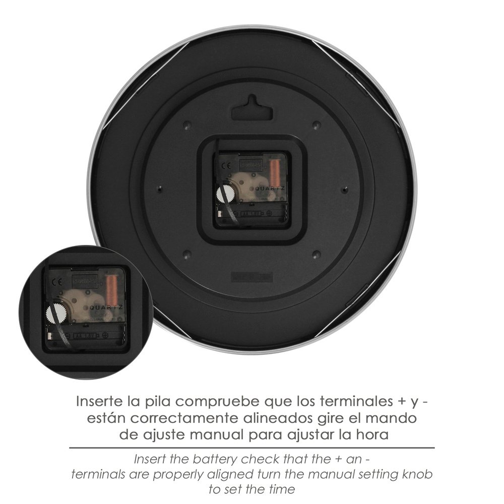 Reloj De Pared Ø 25 Cm Negro