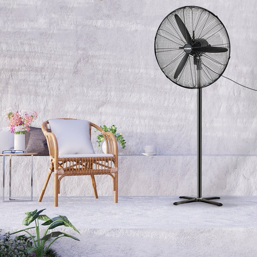 Ventilador Pie Ø 70 x195 cm. Negro 190 W. Oscilación Automatica, Altura Regulable, Cabezal Inclinable, Base Estable 60x60 cm. 3 Ventilador Pie Ø 70 x195 cm. Negro 190 W. Oscilación Automatica, Altura Regulable, Cabezal Inclinable, Base Estable 60x60 cm.