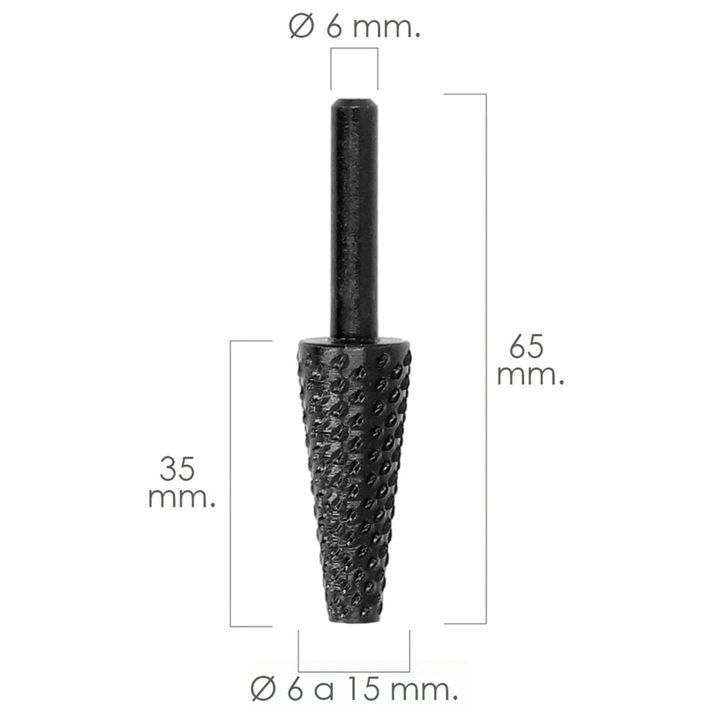 Fresa Rotativa Para Metal Conica Ø 6 a 15 mm. Para Taladro / Fresadora