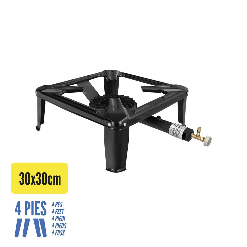 Hornillo Gas 4 Pies 30x30 cm. Potencia 4.000 Watts. 3 Hornillo Gas 4 Pies 30x30 cm. Potencia 4.000 Watts.