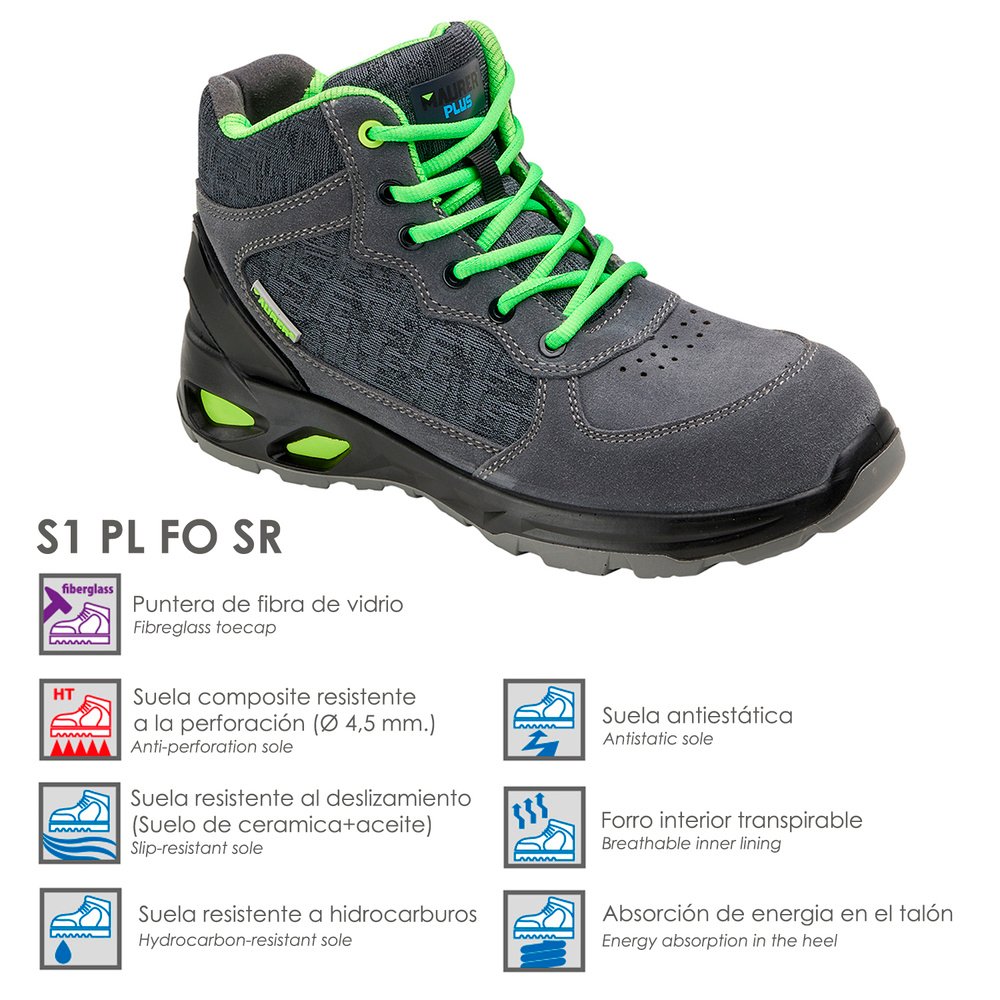 Botas Seguridad Maurer S1 Modelo Arlaz Antideslizante con suela y puntera antiperforación, Resistencia a los Hidrocarburos Nº 2 Botas Seguridad Maurer S1 Modelo Arlaz Antideslizante con suela y puntera antiperforación, Resistencia a los Hidrocarburos Nº