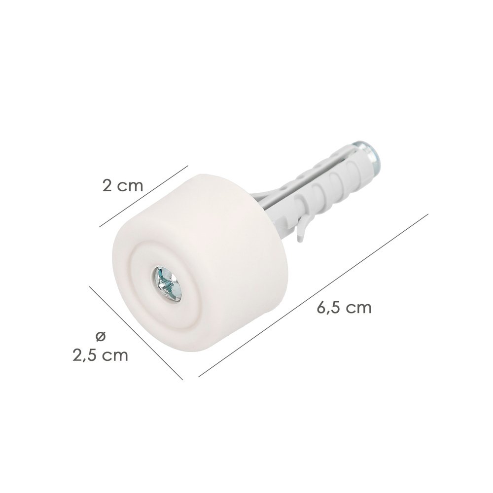 Tope Puerta Con Taco Nylon Blanco Blister 2 Piezas 2 Tope Puerta Con Taco Nylon Blanco Blister 2 Piezas
