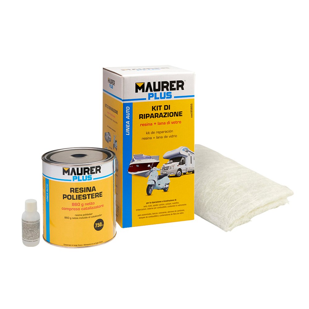 Kit Reparación Resina Poliester 750 Ml Con Endurecedor y 0,5m2 De Fibra De Vidrio 1 Kit Reparación Resina Poliester 750 Ml Con Endurecedor y 0,5m2 De Fibra De Vidrio