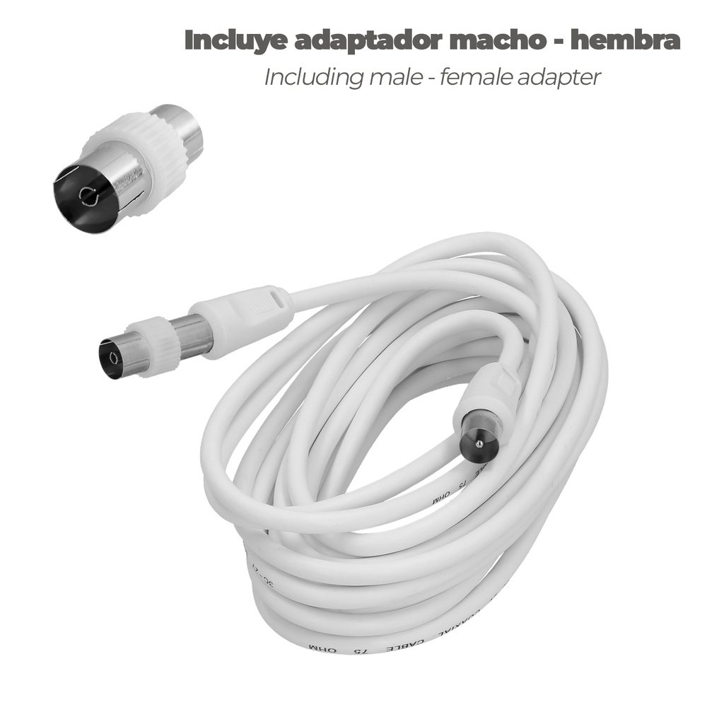 Prolongacion Tv - Video. 5 metros Toma 9,5 mm. Con Adaptador Macho Hembra 3 Prolongacion Tv - Video. 5 metros Toma 9,5 mm. Con Adaptador Macho Hembra