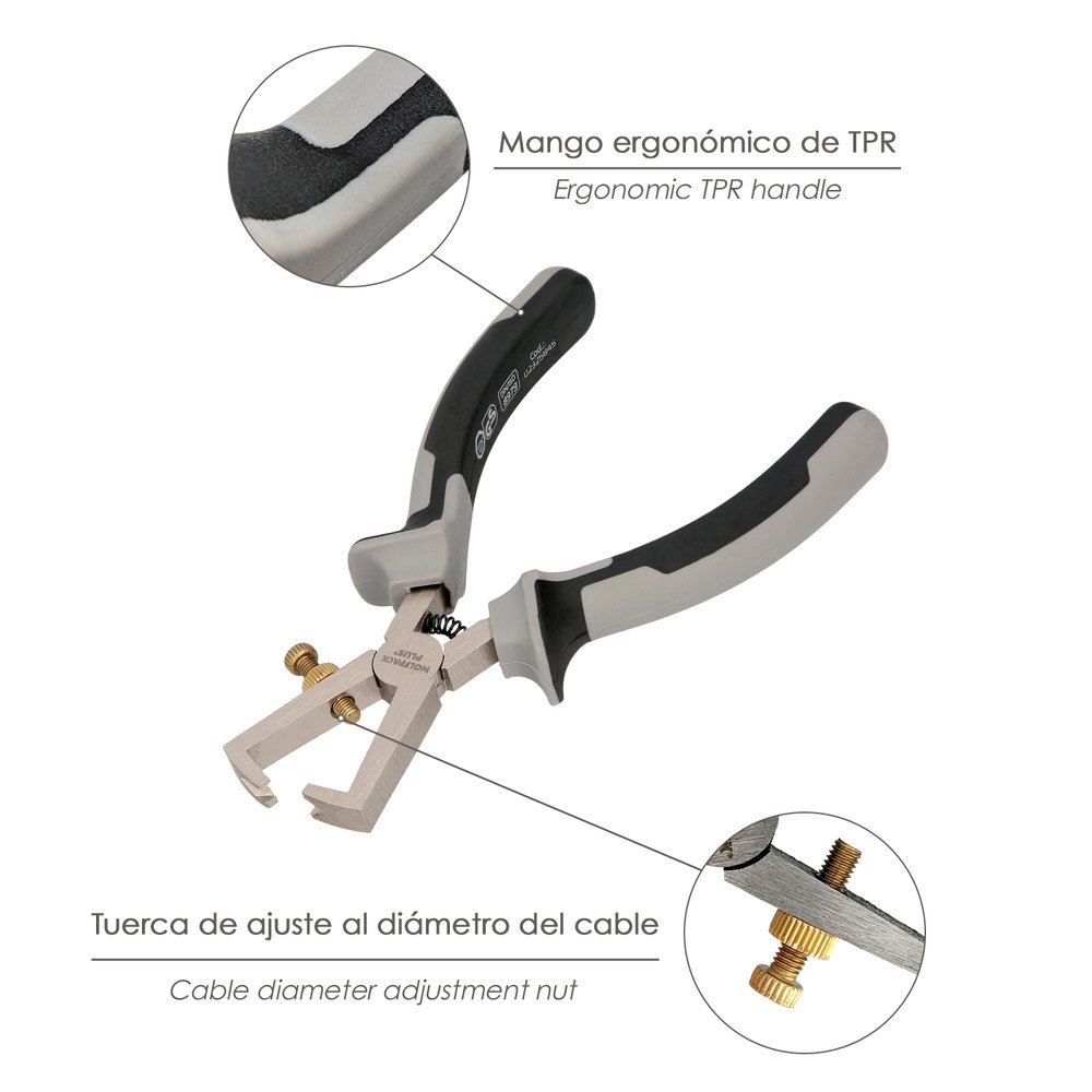 Pelacables 175 mm. acero Cromo Vanadio DIN-ISO 8979 Corta Cables, Pelador Cables, Cortador De Cables. 3 Pelacables 175 mm. acero Cromo Vanadio DIN-ISO 8979 Corta Cables, Pelador Cables, Cortador De Cables.