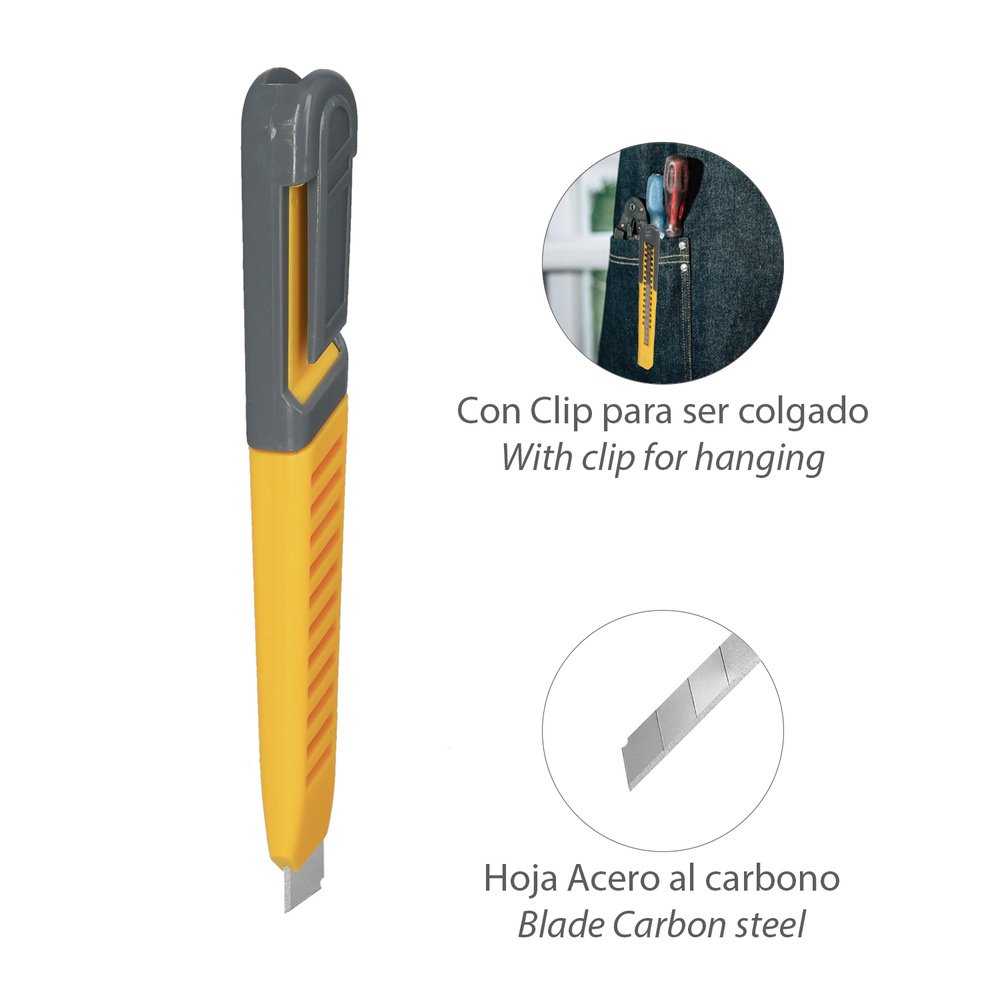 Cutter Profesional Hoja Acero Al Carbono 9 mm. con Clip De Sujeción. Cuter Manualiadades, Cutters Trabajo, 3 Cutter Profesional Hoja Acero Al Carbono 9 mm. con Clip De Sujeción. Cuter Manualiadades, Cutters Trabajo,